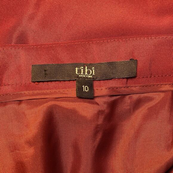 Tibi - Women's Silk Burgundy Pleated Midi Skirt - Size 10 - Pre-owned - Picture 6 of 9